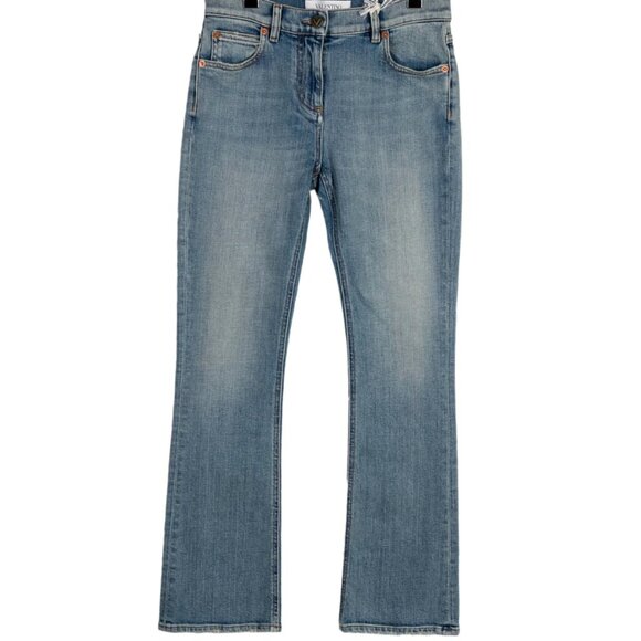 Valentino Straight Leg Jeans with Floral Embellishment w/ Tags - Picture 2 of 5